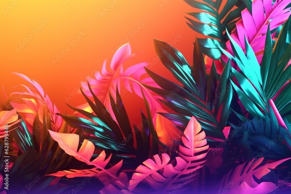 Glowing Tropical Themed 3D Abstract Background Glowing Tropical Themed 3D Abstract Background