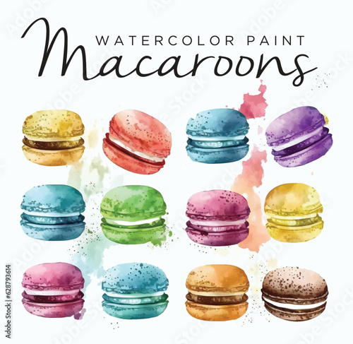  Macaroons watercolor paint