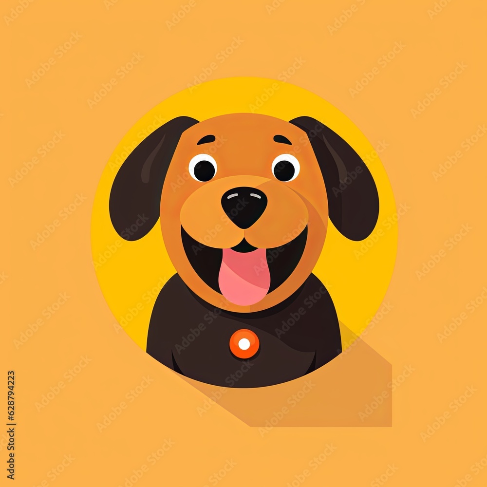 Graphic Illustration of a Dog Isolated on a Monochrome Background