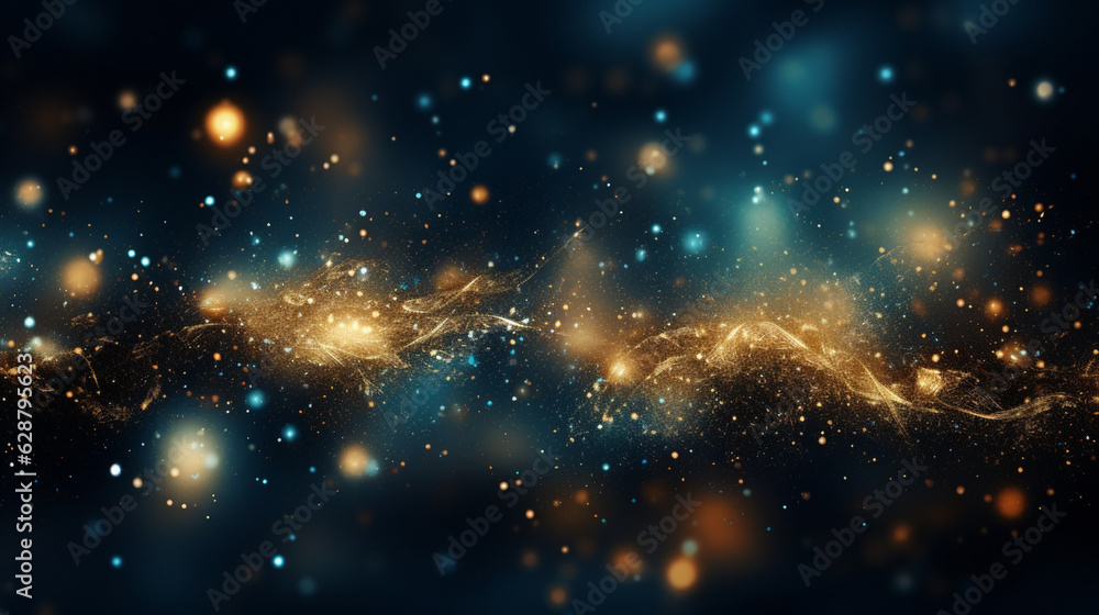 Naklejka premium Abstract colorful glittering effect defocused design on dark background, shiny elegance fantasy bright color contrast with black concept