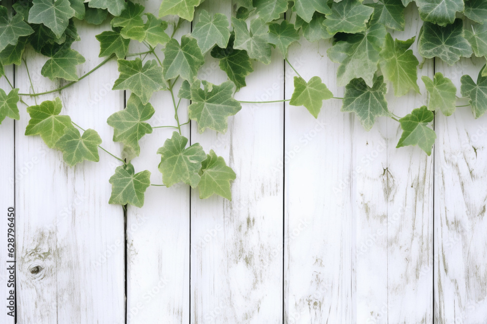 白い壁と観葉植物 ツタと木目壁の背景画像 Background image of ivy and wood grain wall Generative AI 白い壁と観葉植物 ツタと木目壁の背景画像 Background image of ivy and wood grain wall Generative AI