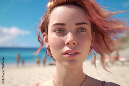 Hyper Realistic 3D Render of an Attractive Female on a Summer Beach © AberrantRealities