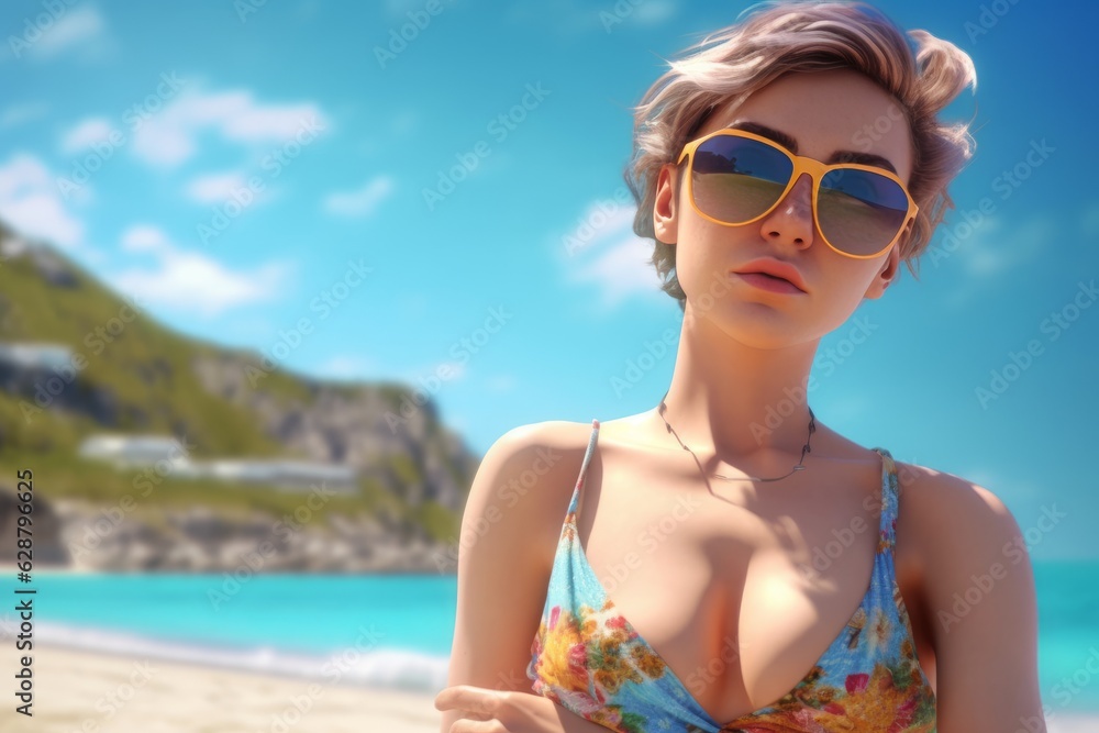 Hyper Realistic 3D Render of an Attractive Female on a Summer Beach Hyper Realistic 3D Render of an Attractive Female on a Summer Beach