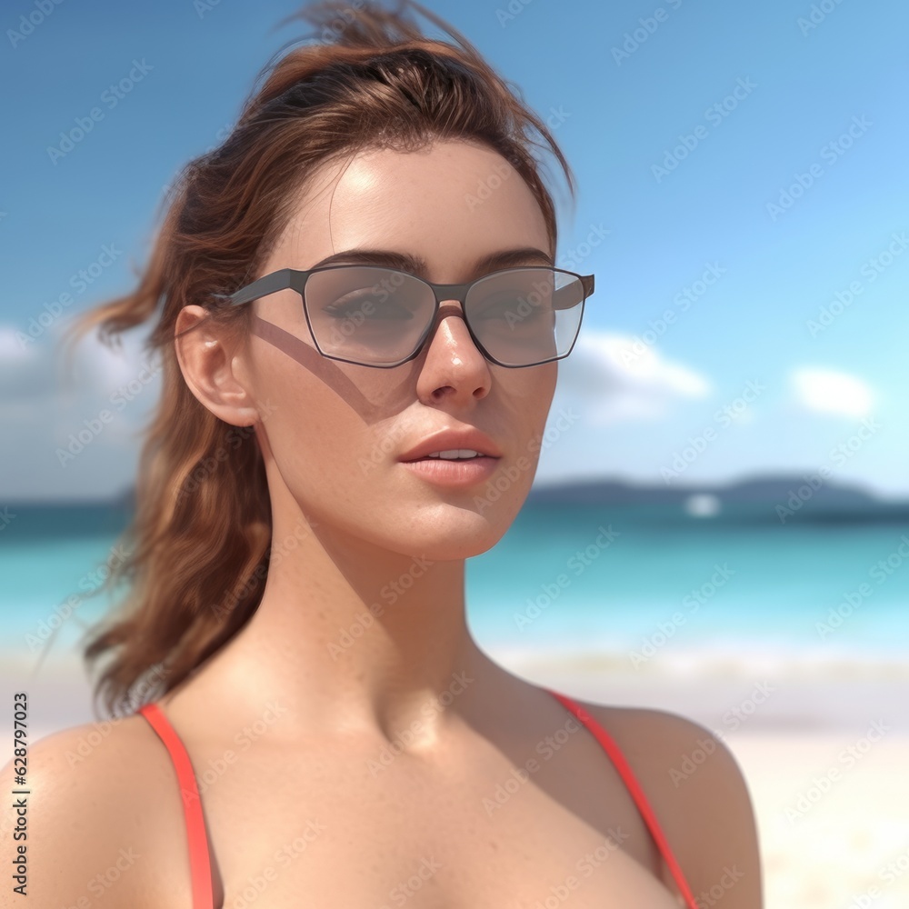 Hyper Realistic 3D Render of an Attractive Female on a Summer Beach Hyper Realistic 3D Render of an Attractive Female on a Summer Beach