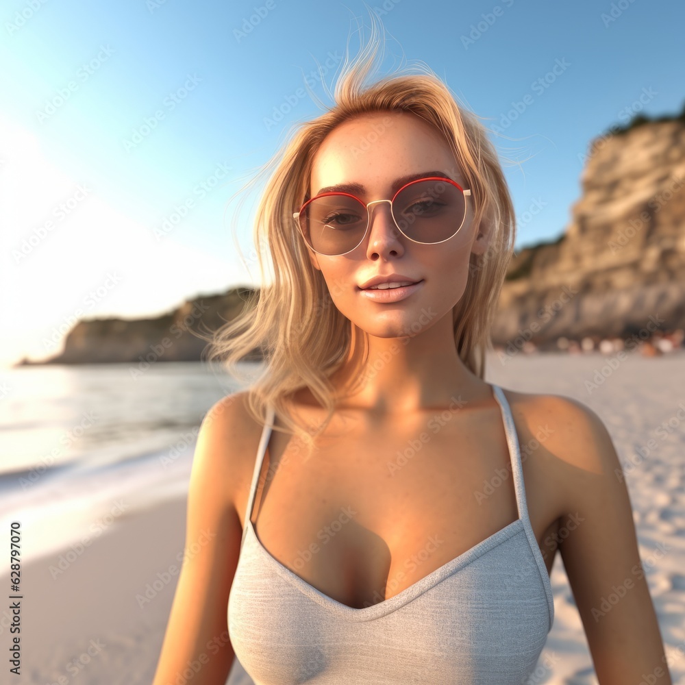 Hyper Realistic 3D Render of an Attractive Female on a Summer Beach Hyper Realistic 3D Render of an Attractive Female on a Summer Beach