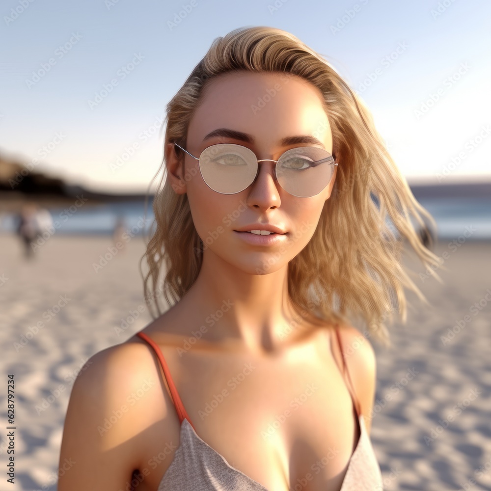 Hyper Realistic 3D Render of an Attractive Female on a Summer Beach Hyper Realistic 3D Render of an Attractive Female on a Summer Beach