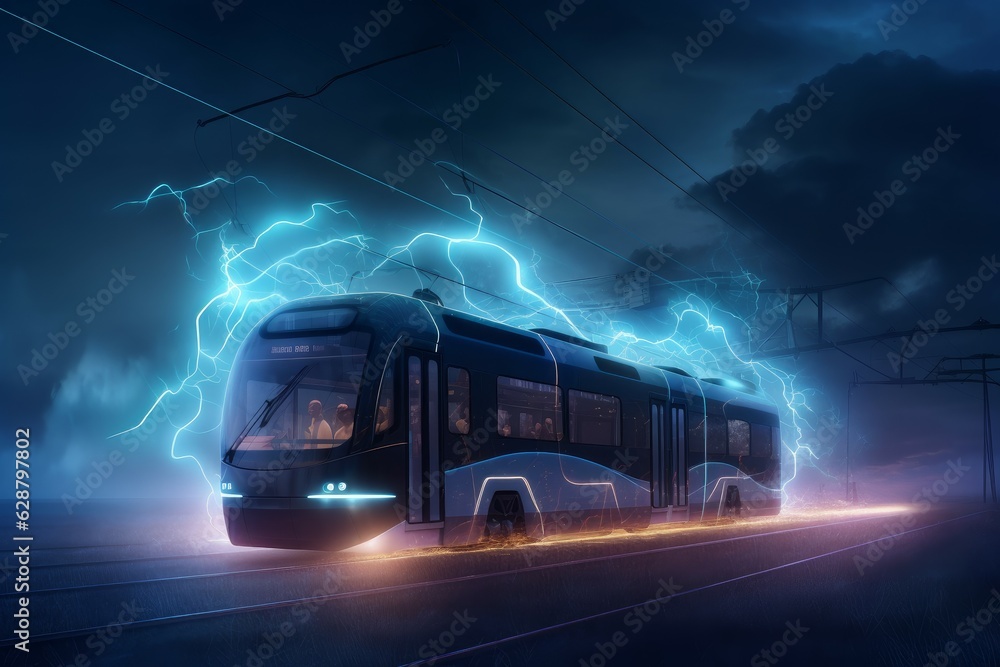 Electric bus transport. Generate Ai