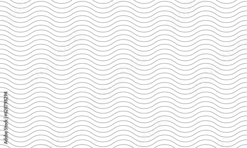 Seamless wavy line pattern. Abstract wave curved lines. Stylized monochrome line art background.