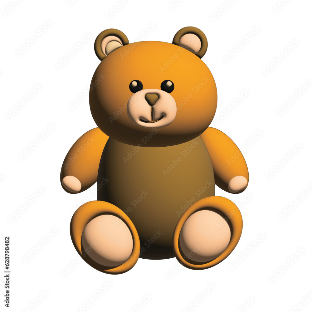 Obraz premium bear, teddy, toy, animal, cartoon, love, teddy bear, vector, illustration, brown, fun, gift, cute, drawing, sitting, smiling