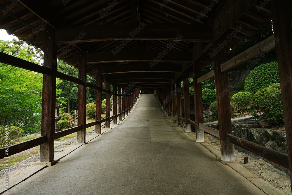 Corridor of Kibitu-jinja or Shrine in Okayama, Japan - 日本 岡山 吉備津神社 廻廊