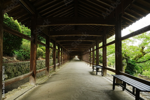 Corridor of Kibitu-jinja or Shrine in Okayama, Japan - 日本 岡山 吉備津神社 廻廊