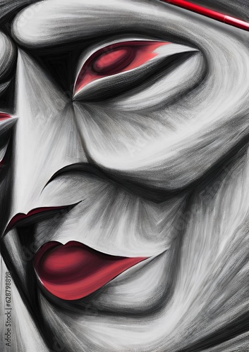 Abstract human face. Charco...
