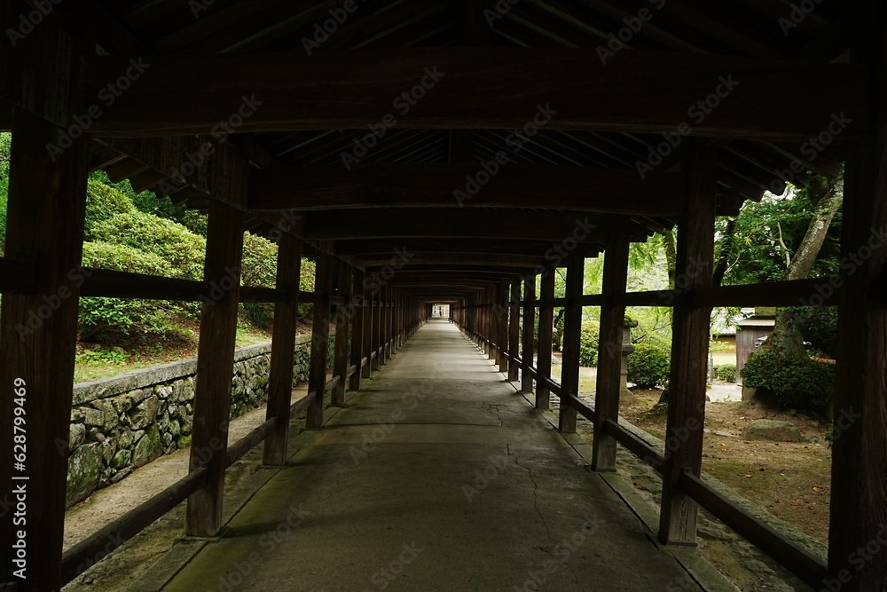 Corridor of Kibitu-jinja or Shrine in Okayama, Japan - 日本 岡山 吉備津神社 廻廊