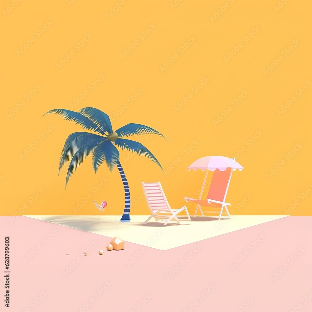 Obraz premium Minimalist Abstract Summer Theme Landscape Background