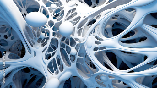 Futuristic abstract 3d smooth glossy shapes, in white and blue colors