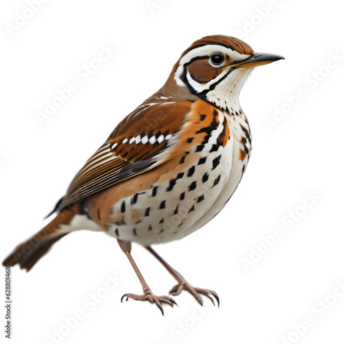 Wood Thrush, Common forest bird, Songbird, isolated, transparent background, no background. PNG.