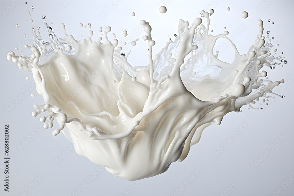 3d illustration of milk or white cream splash isolated on white background created with Generative AI technology 3d illustration of milk or white cream splash isolated on white background created with Generative AI technology