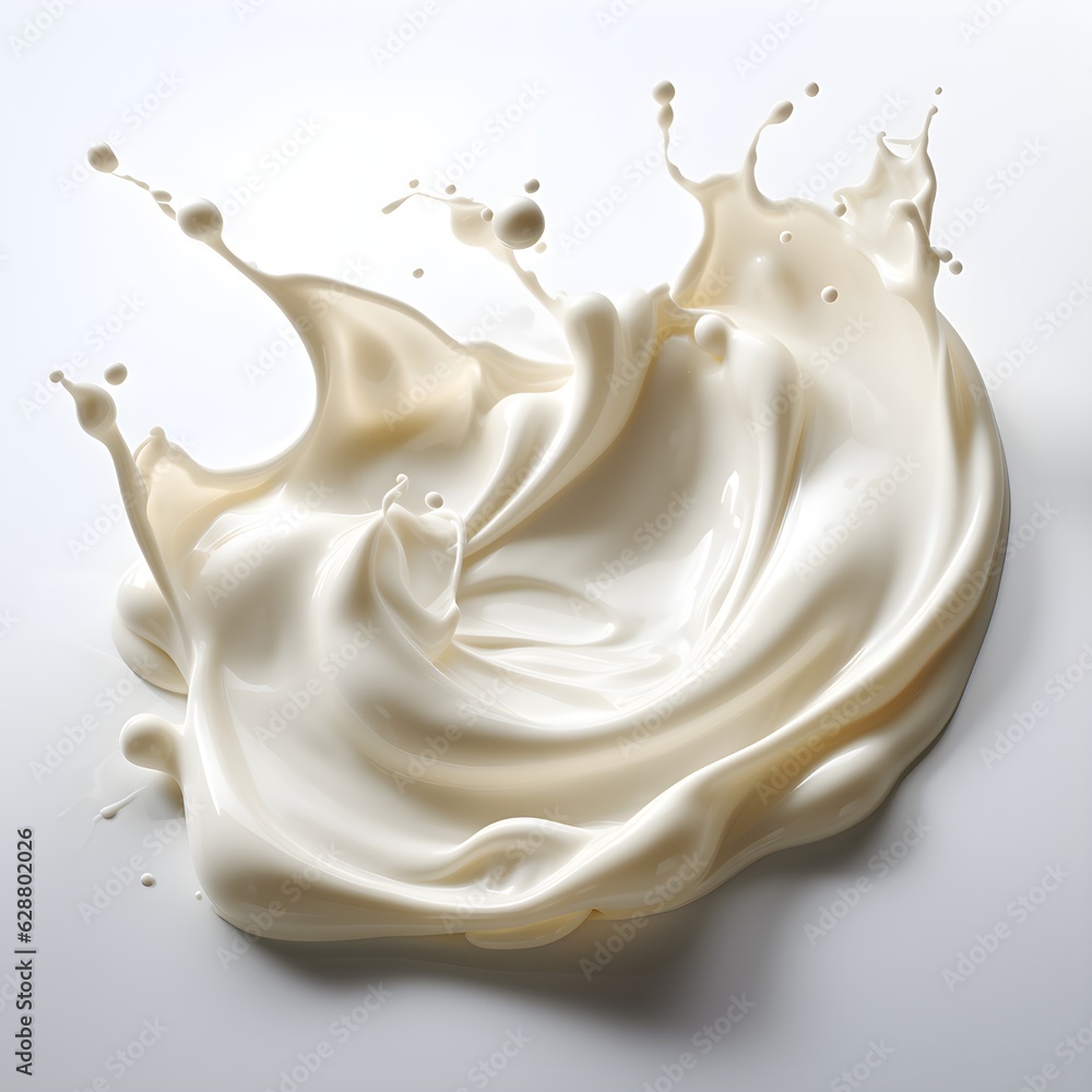 3d illustration of milk or white cream splash isolated on white background created with Generative AI technology 3d illustration of milk or white cream splash isolated on white background created with Generative AI technology