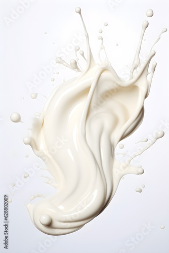 3d illustration of milk or white cream splash isolated on white background created with Generative AI technology