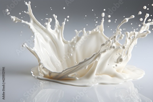 3d illustration of milk or white cream splash isolated on white background created with Generative AI technology