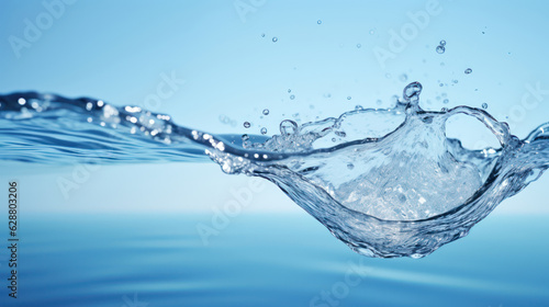 Fresh clear blue water, close up splash