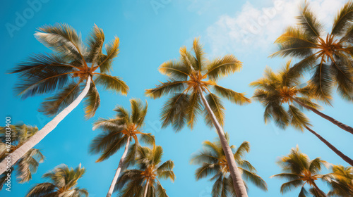 Palm trees against a blue sky