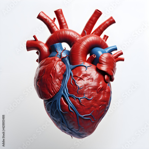 3d realistic illustration  human heart  isolated on pink background created  with Generative AI technology photo