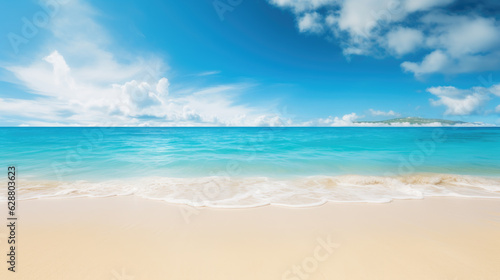 Tropical nature white sand, turquoise calm quiet sea summer background. Generative ai © LFK
