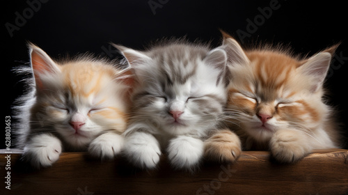 peacefully sleeping baby cat, cozy cute kitten napping
