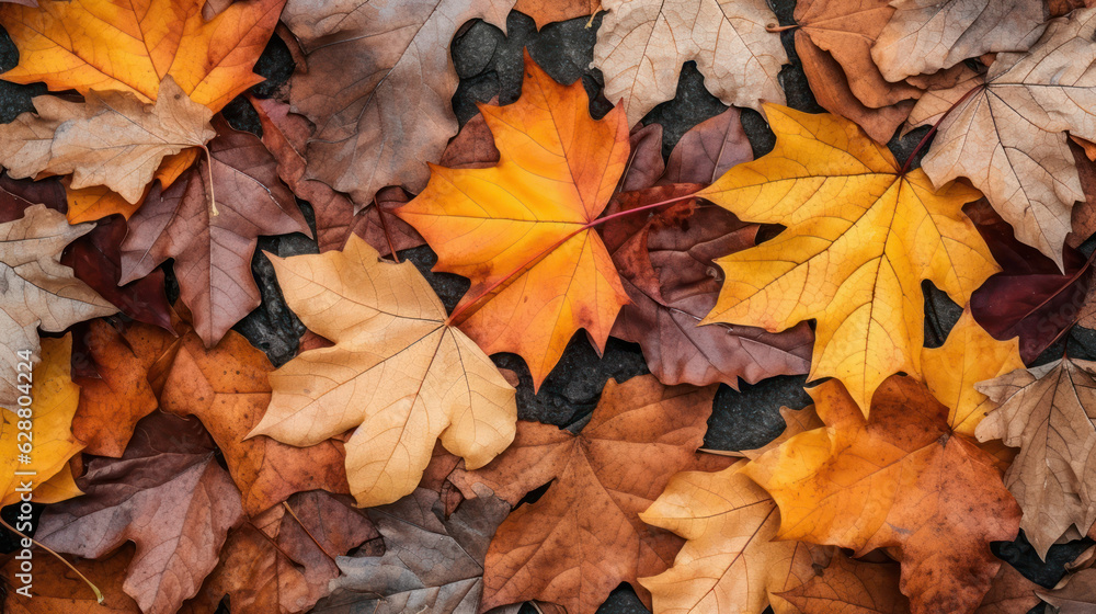Beautiful autumn leaves lie on the paving slab Beautiful autumn leaves lie on the paving slab