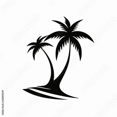 black palm tree vector isolated on white background