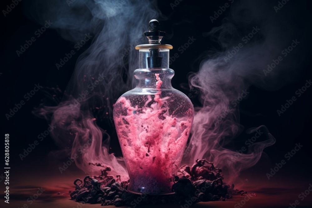Flask pink smoke bottle. Generate Ai Flask pink smoke bottle. Generate Ai