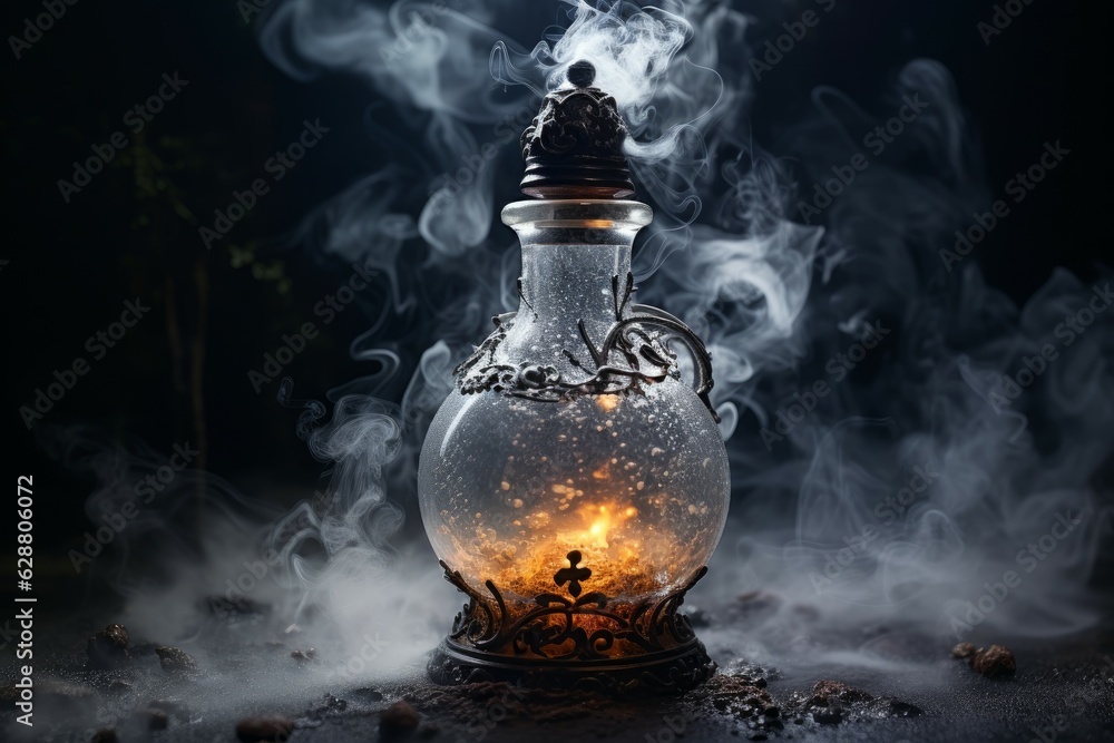 Flask white smoke bottle. Generate Ai Flask white smoke bottle. Generate Ai