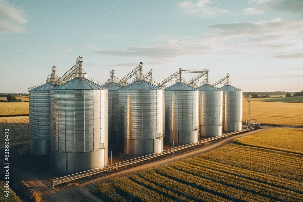 Grain silos countryside. Generate Ai Grain silos countryside. Generate Ai