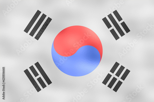 Flag of South Korea. 2:3 Proportions. Original to scale. South Korean special flag. Metallic glamour design.