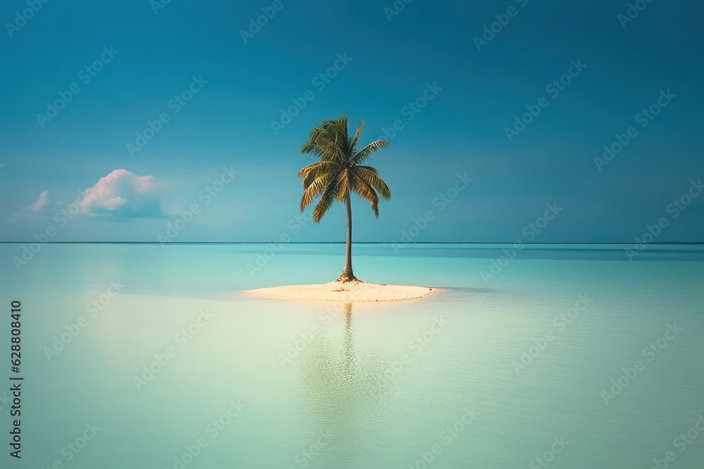 Palm Tree Against an Oceanscape Background
