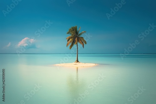 Palm Tree Against an Oceanscape Background