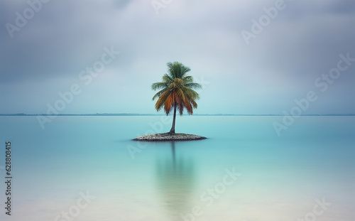 Palm Tree Against an Oceanscape Background © AberrantRealities
