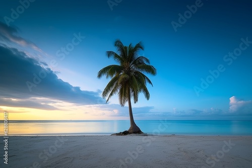 Palm Tree Against an Oceanscape Background