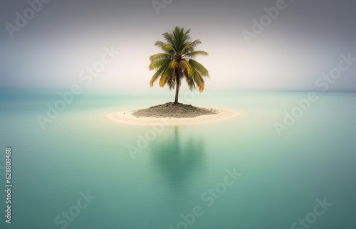 Palm Tree Against an Oceanscape Background