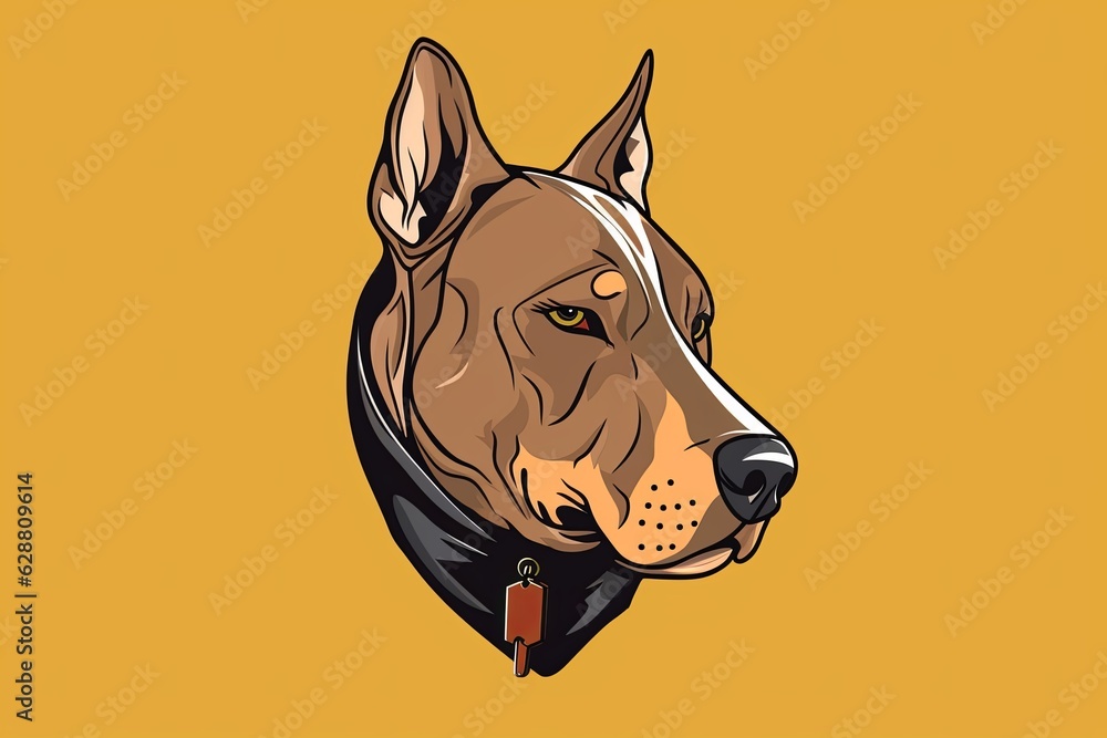 Pitbull Dog Graphic Illustration on a Monochrome Background