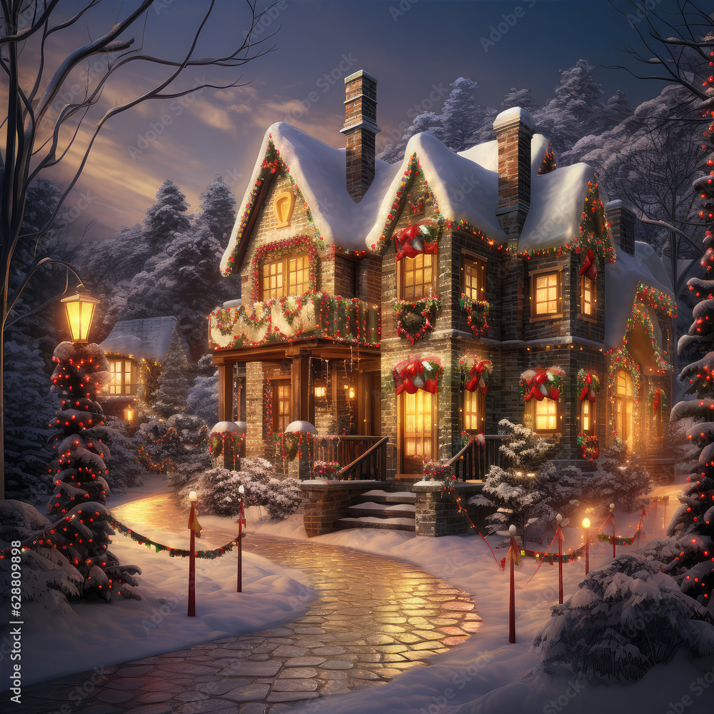 nature and architecture background winter landscape house Generative AI technology nature and architecture background winter landscape house Generative AI technology
