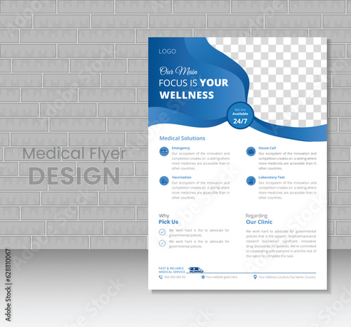 Corporate Healthcare and Medical cover a4 flyer design template for print, Medical Healthcare Flyer Template, Poster, Brochure Cover design