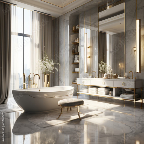 Interior Design of a spacious Modern Luxury Bathroom