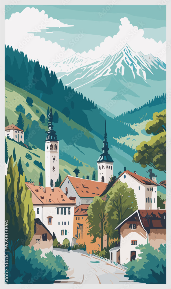Slovenia vintage poster design concept