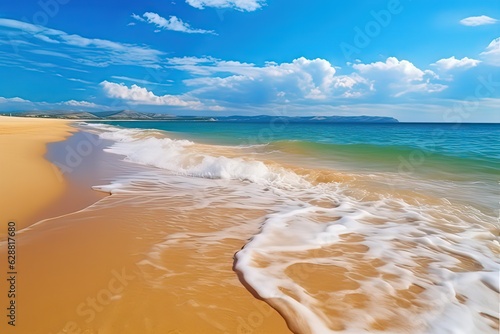 Colorful summer landscape with beautiful golden sandy beach