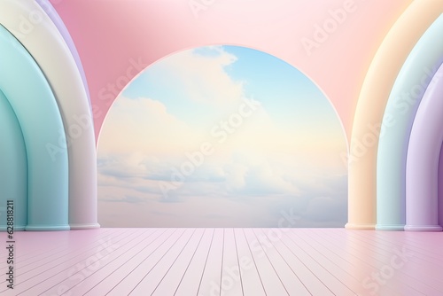 3D podium on stage background, geometric shape for product display presentation. Minimal scene for mockup products, stage showcase, promotion display.