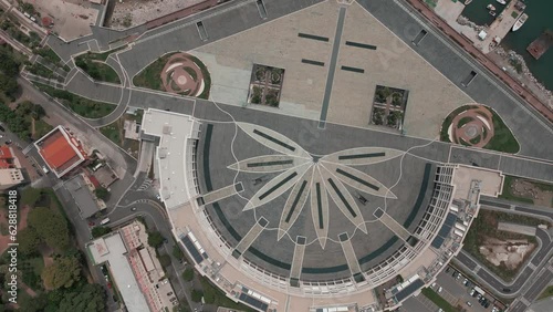 aerial view from the drone of the wonderful and very graphic Piazza della Libertà on the Gulf of Salerno
