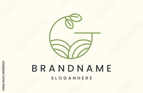 Letter g farm leaf logo template vector illustration design