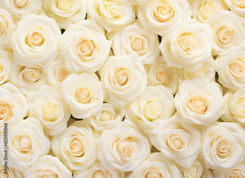  Wall of natural cream roses